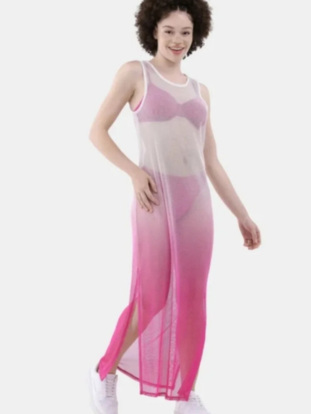 Ombre Pink Mesh Maxi Cover Up - Picture 1 of 12